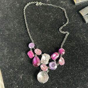 Avon Purple Jewel Cluster Necklace‎